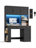 Schreibtisch 180 cm mit LED Beleuchtung Steckdosenleiste und grosszugiger Arbeitsflache fur Homeoffice