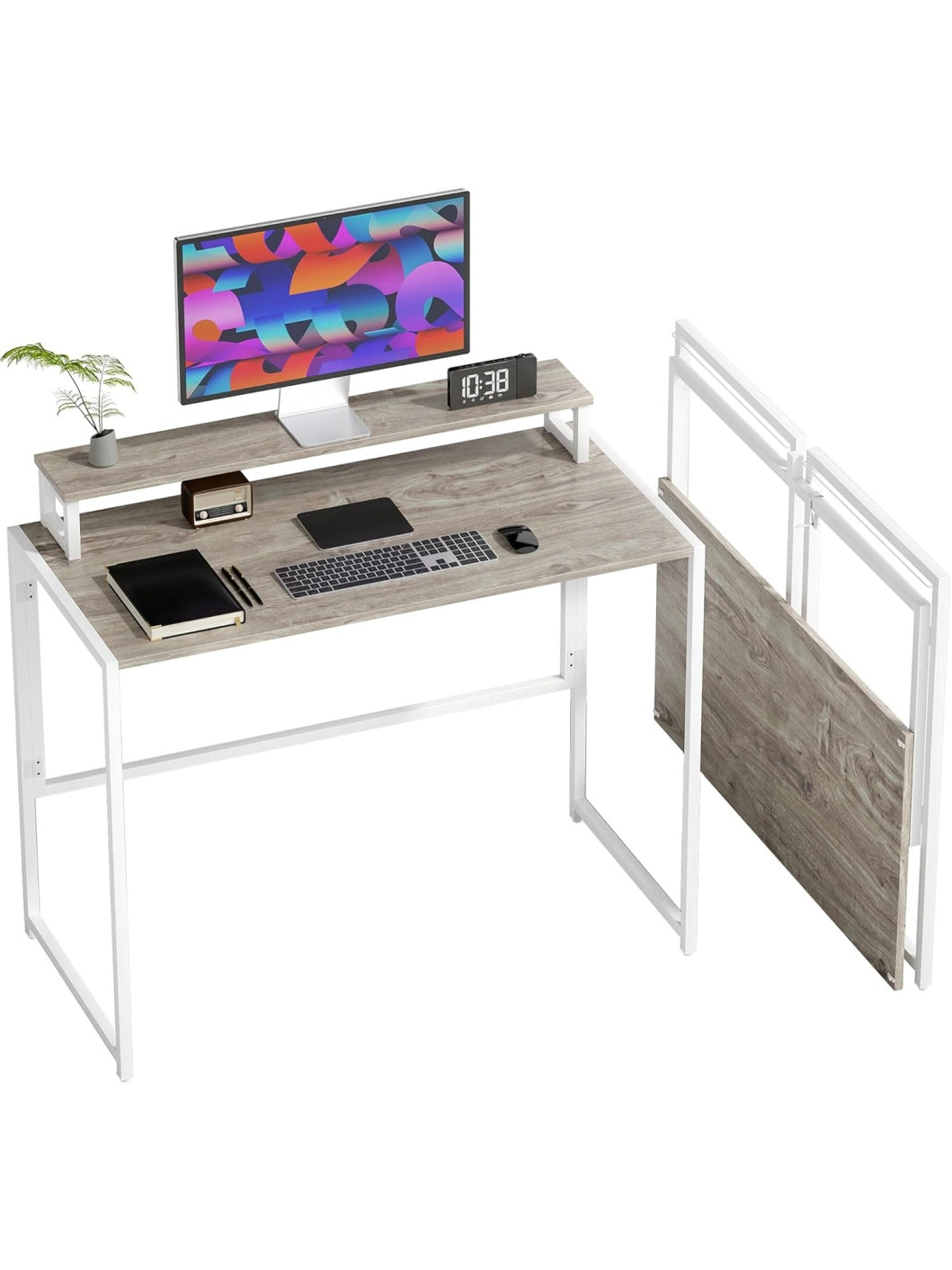 Klappbarer Computertisch mit Monitorstander 100 x 48 x 87,5 cm fur kleine Wohnraume und Homeoffice