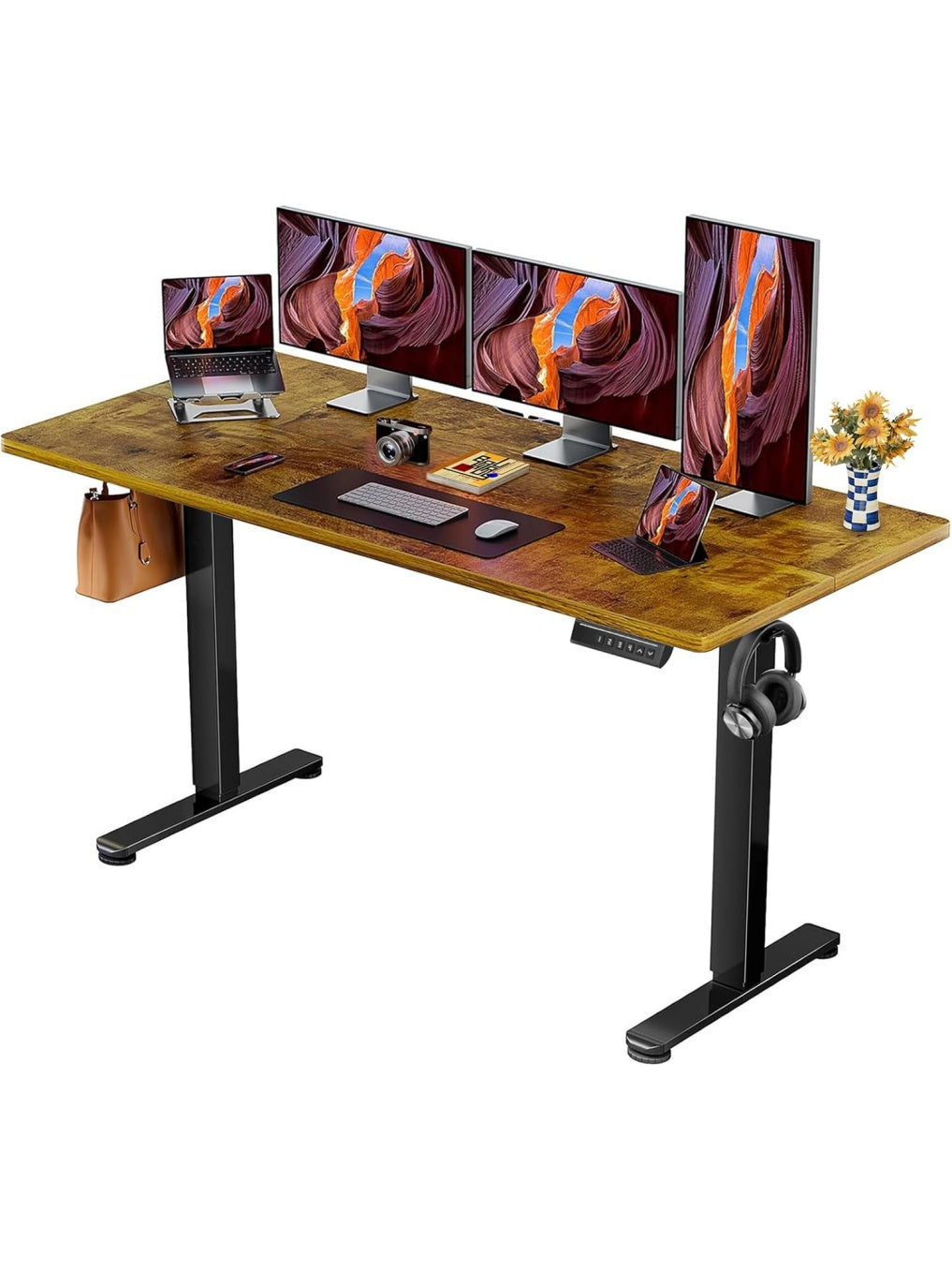Hohenverstellbarer Schreibtisch 160 x 80 cm mit elektrischer Verstellung und vier Speicherplatzen