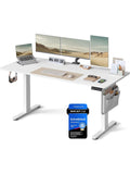 Elektrisch hohenverstellbarer Schreibtisch 160 x 70 cm mit vier Speicherpositionen in Wolkenweiss