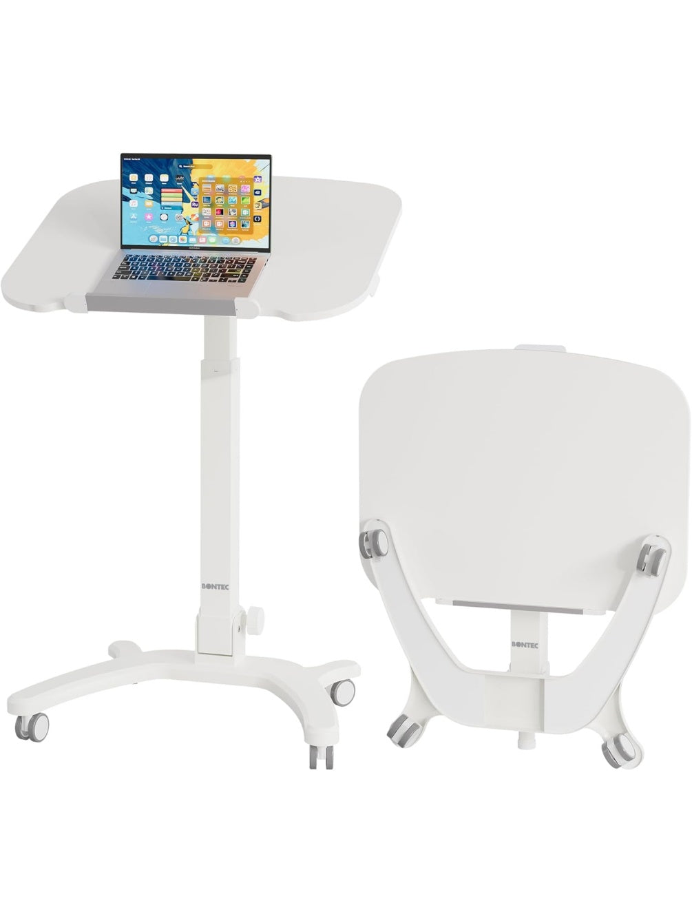 Klappbarer Computertisch 65 x 50 cm mit hohenverstellbarer Arbeitsflache in Weiss