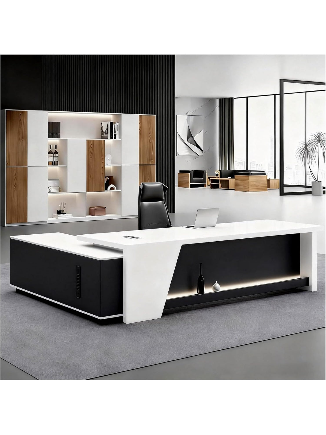 Moderner L Schreibtisch mit Stauraum als grosszugiger Arbeitsplatz fur Buro Empfang und Homeoffice