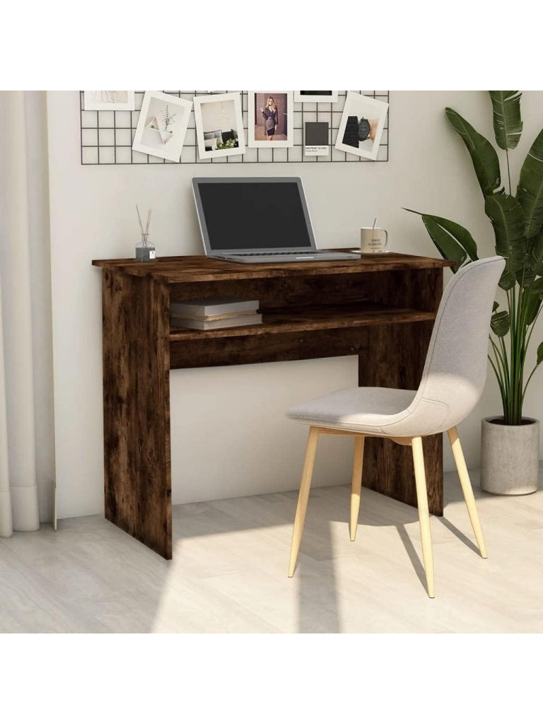 Verstellbarer Schreibtisch 90 x 50 x 74 cm in Rauchereiche fur Buro Schlafzimmer und Arbeitszimmer