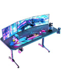 Grosser Gaming Schreibtisch 160 x 75 cm mit T Gestell Kabelmanagement Becherhalter und Kopfhorerhaken